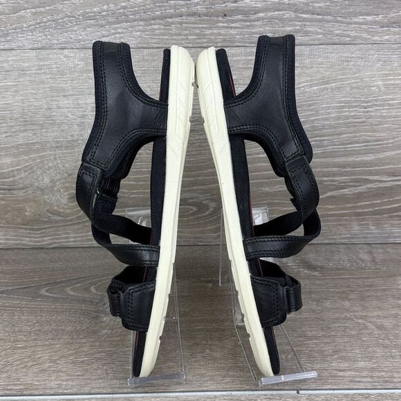 Ecco Bluma Women’s Sz 8.5/EU 39 Slingback Strap Black Red Hook & Loop Sandals - Picture 9 of 10